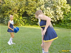 Amber Gray and Selena Sosa all girl cheerleader orgy