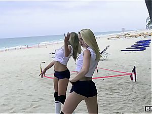 3 teen hotties catch a big dong on the beach